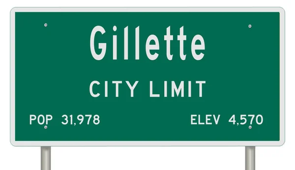 Panneau Routier Vert Rendu Pour Gillette Wyoming — Photo