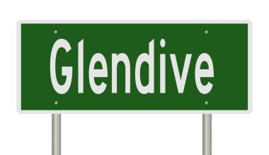 Yeşil 3D otoyol tabelasının çizimi