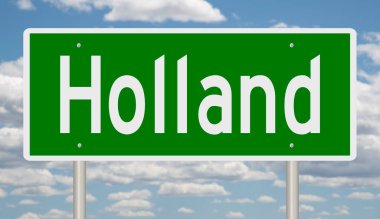 İşaretli yeşil 3D otoyol