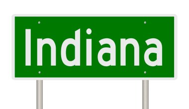 Indiana için yapılmış yeşil 3D otoyol tabelası