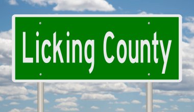 Licking County için yeşil 3D otoyol tabelası