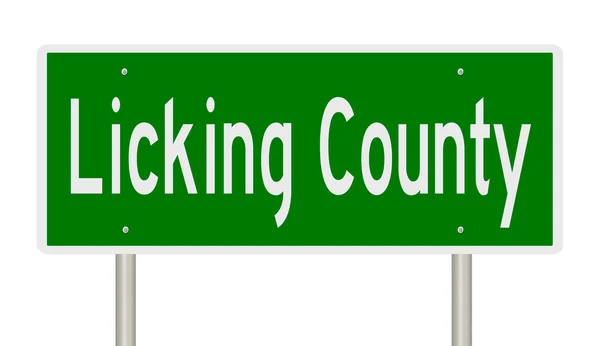 Renderad Grön Vägskylt För Licking County — Stockfoto