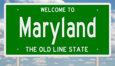Maryland için yeşil 3D otoyol tabelası