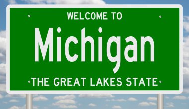 Michigan için yeşil 3D otoyol tabelası