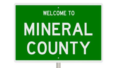 Mineral ilçesi için yeşil 3D otoyol tabelası