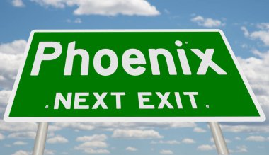 İşaretli yeşil 3D otoyol