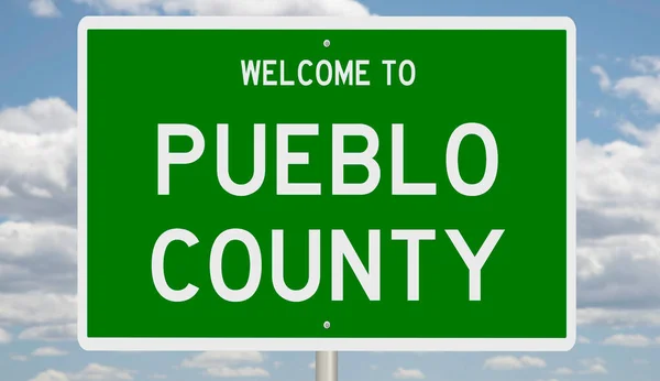 Señal Carretera Verde Para Pueblo County — Foto de Stock