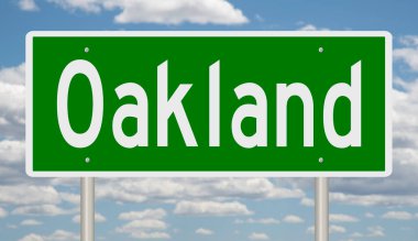 Oakland için yeşil 3D otoyol tabelası