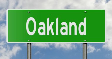 Oakland için yeşil 3D otoyol tabelası