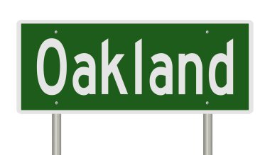 Oakland için yeşil 3D otoyol tabelası