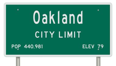 Oakland için yeşil 3D otoyol tabelası