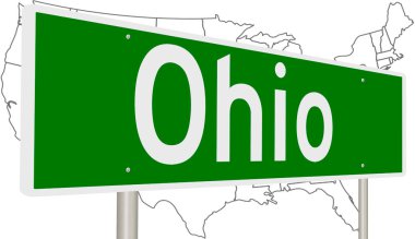 Ohio için 3 boyutlu yeşil otoyol tabelası