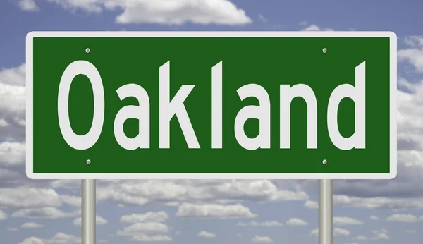 Ein Gerendertes Grünes Autobahnschild Für Oakland — Stockfoto