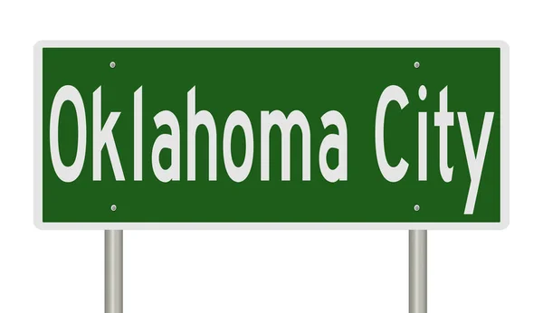 Ein Gerendertes Grünes Autobahnschild Für Oklahoma City — Stockfoto