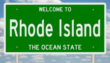 Rhode Island için yeşil 3D otoyol tabelası