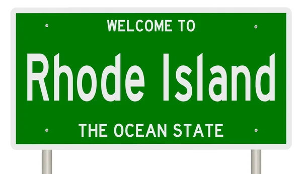罗得岛的绿色3D公路标志 — 图库照片