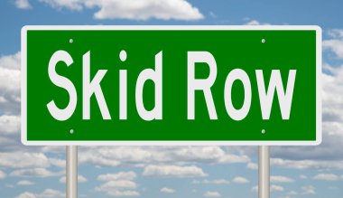 Yeşil bir otoyol tabelası Skid Row