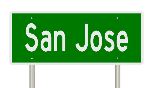 Rendering Cartello Verde Autostradale San Jose — Foto Stock
