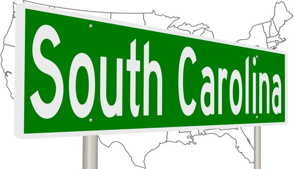 サウスカロライナ州のためのレンダリング緑の3D高速道路標識 — ストック写真
