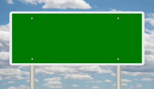 Rendered Blank Green Highway Sign — Stock Photo, Image