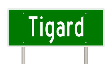 Yeşil 3D otoyol tabelasının çizimi