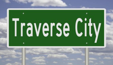 Yeşil 3D otoyol tabelasının çizimi