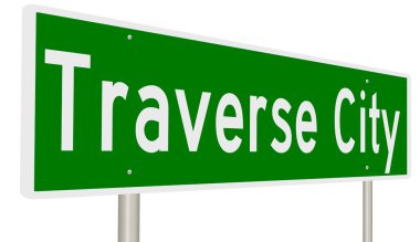 Yeşil 3D otoyol tabelasının çizimi