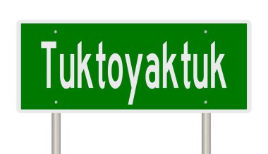 Yeşil 3D otoyol tabelasının çizimi