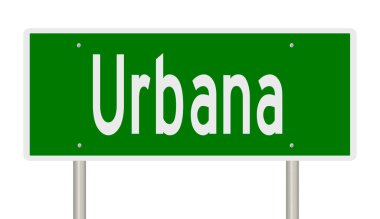 Rendered 3D green highway sign