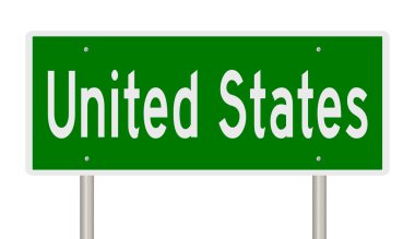 Rendered 3D green highway sign