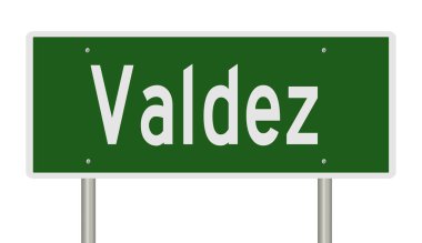 Rendered 3d green highway sign