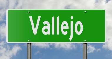 Rendered 3d green highway sign