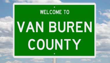 Rendered 3d green highway sign