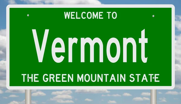 Rendered Green Highway Sign Vermont — 图库照片