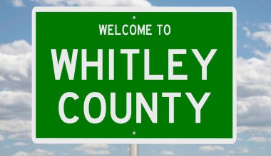 Rendered 3D green highway sign