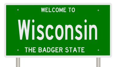 Rendered 3D green highway sign