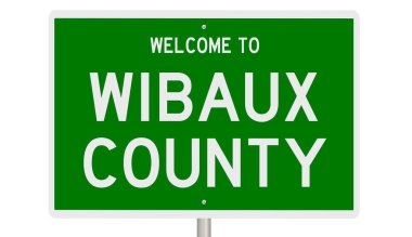 Rendered 3D green highway sign