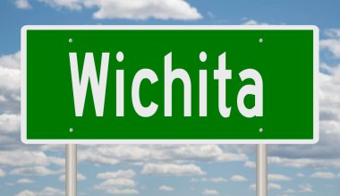 Rendered 3D green highway sign