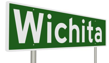 Rendered 3D green highway sign