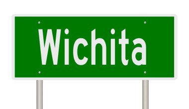 Rendered 3D green highway sign