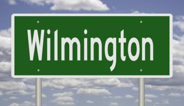 Rendered green highway sign for Wilmington