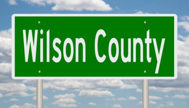 Rendered green highway sign for Wilson County