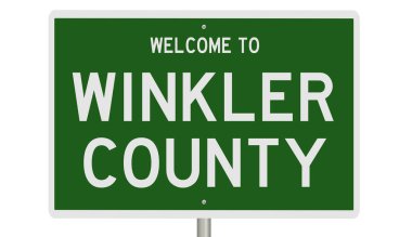 A rendered green highway sign