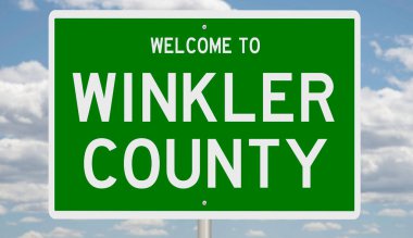 A rendered green highway sign