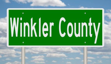 A rendered green highway sign