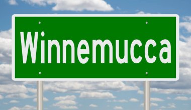 A rendered green highway sign