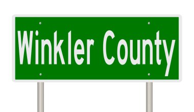 A rendered green highway sign