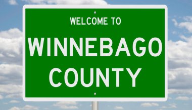 A rendered green highway sign