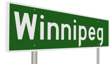 A rendered green highway sign for Winnipeg