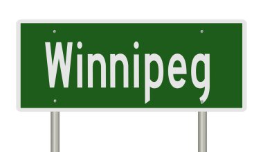 A rendered green highway sign for Winnipeg